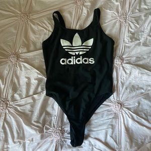 Adidas One Piece Black and White Logo Swimsuit